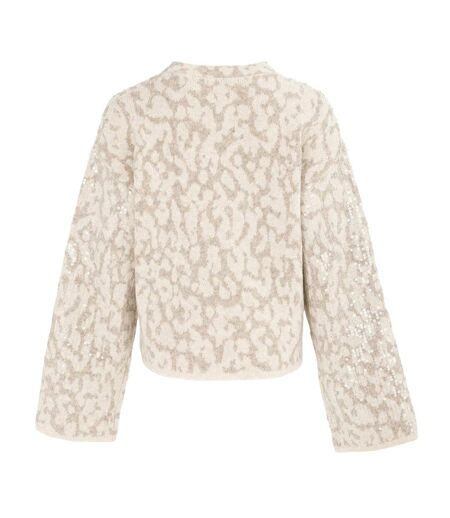 Pull Motif/style Imprimé Léopard Femme Beige Gris Biba