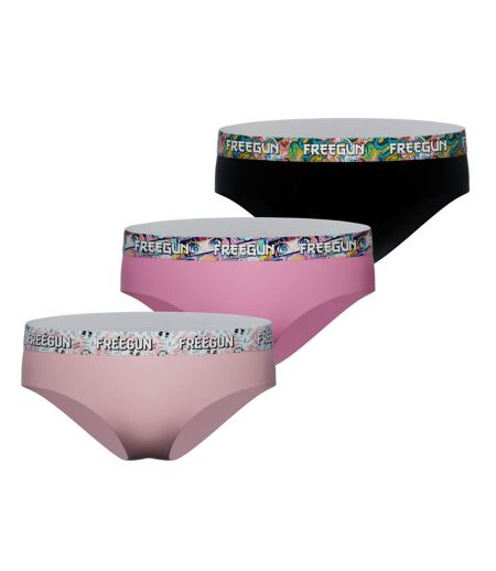 Lot  3 culottes femme en coton uni et ceinture imprimée Freegun