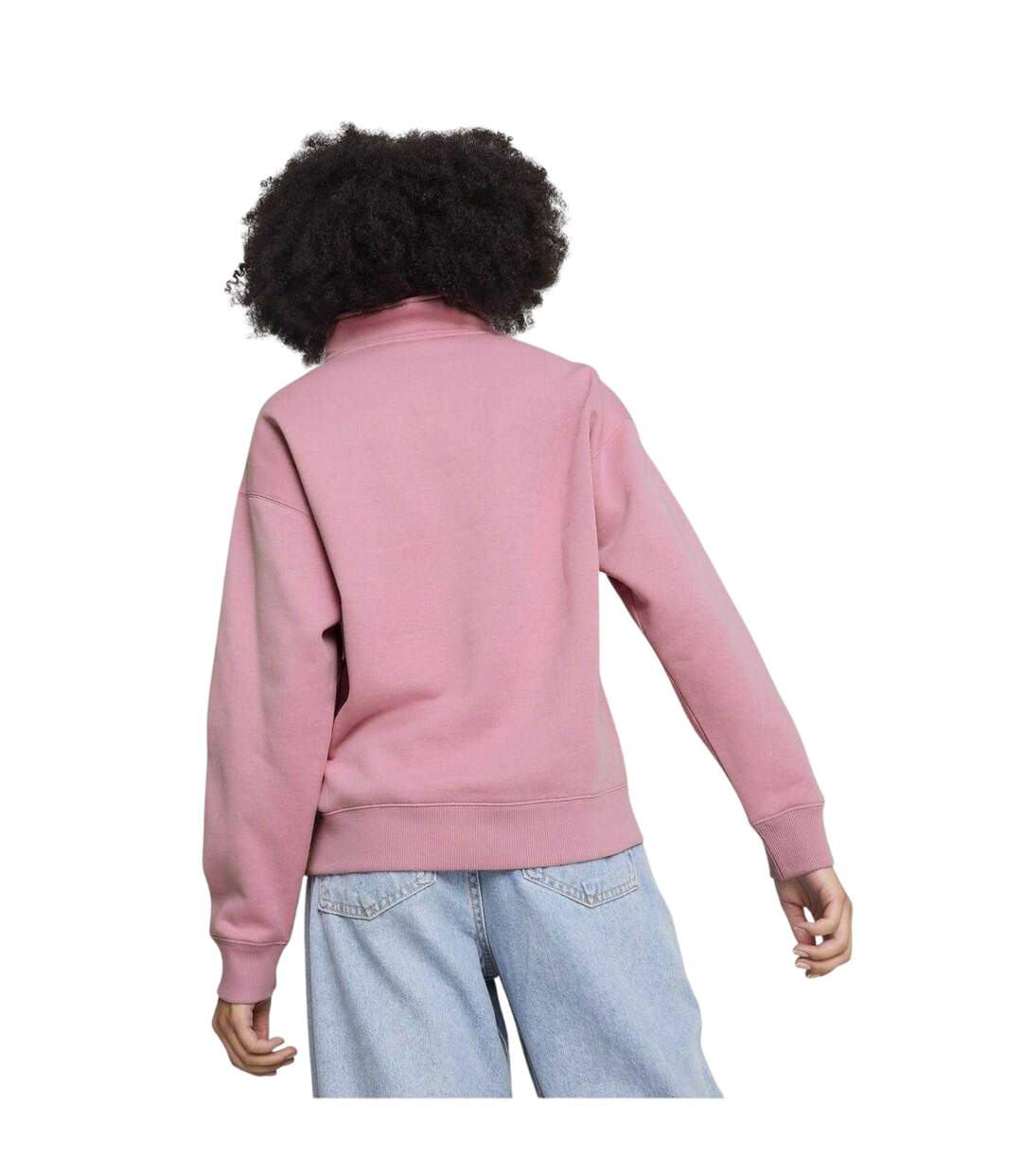 Womens/ladies Colour Block Zip Neck Sweatshirt Mauved Out Puma-3