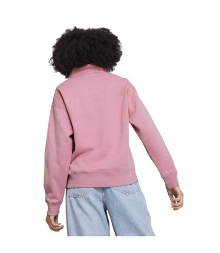 Womens/ladies Colour Block Zip Neck Sweatshirt Mauved Out Puma