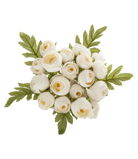 Lot 2x Bouquet artificiel de 18 Camélia - H. 30 cm - Blanc