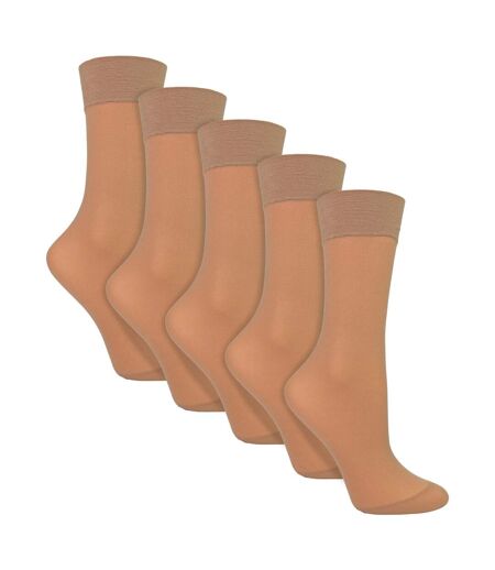 5 Pack Ladies Ankle High Pop Socks 15 Denier Lightweight Sheer Socks