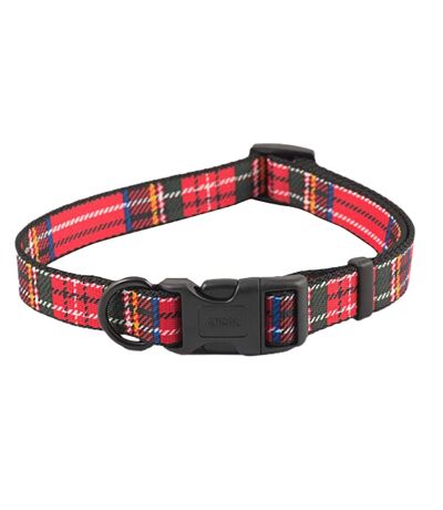 Tartan polyester adjustable collar 8-12in red Ancol