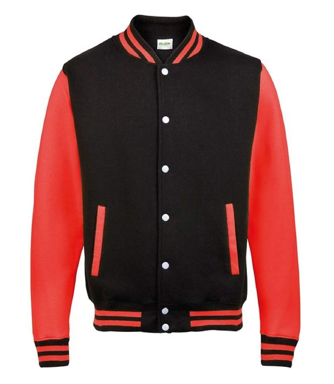 Veste teddy style collège américain université - JH043 - noir et rouge-1