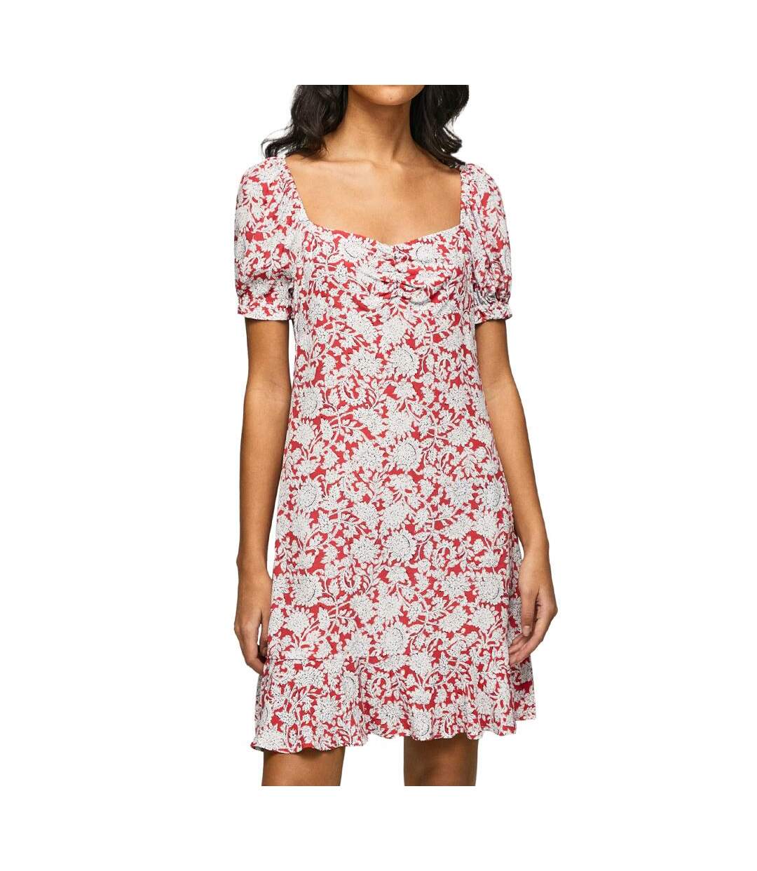 Robe rouge/blanc femme pepe jeans pavana-1