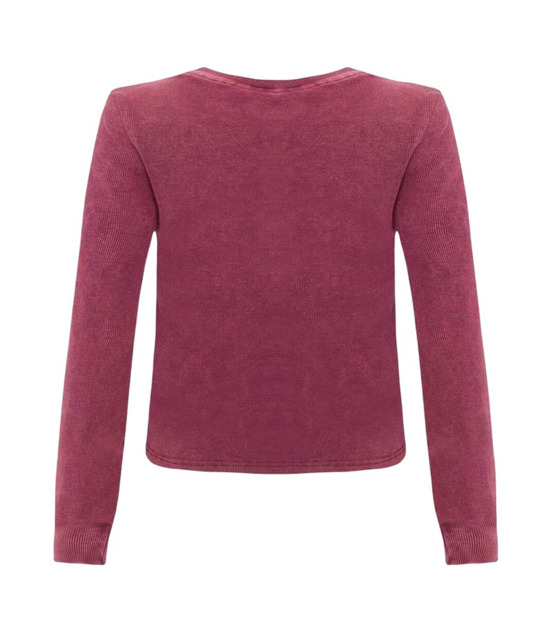 Haut Manches Longues Motif/style Côtelé Femme Bordeaux I Saw It First-2