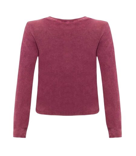 Haut Manches Longues Motif/style Côtelé Femme Bordeaux I Saw It First