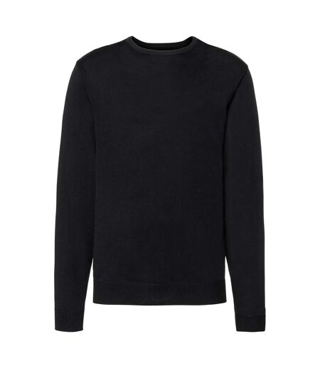 Russell Collection Mens Crew Neck Knitted Pullover Sweatshirt (Black) - UTRW6079