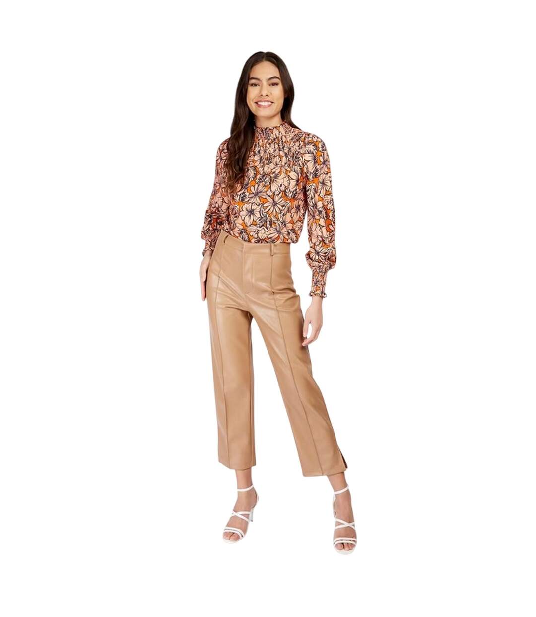 Womens/ladies Leather Trousers Camel Little Mistress-1