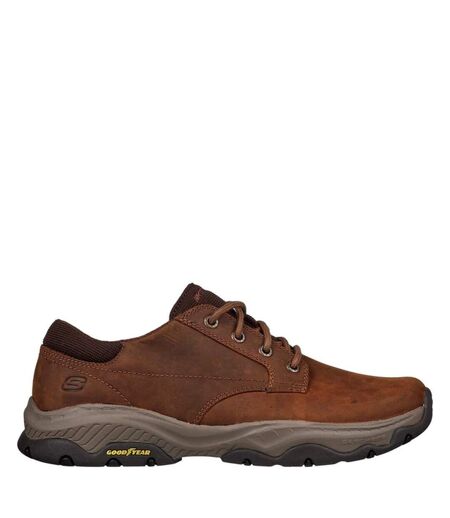Skechers Mens Craster-Fenzo Oiled Leather Relaxed Fit Sneakers (Dark Brown) - UTFS10550