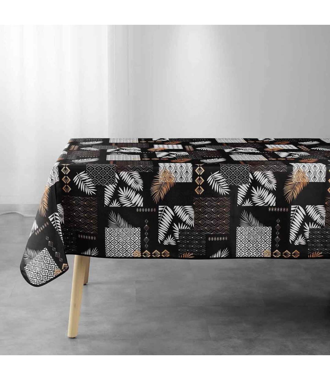 Nappe Imprimée Olenna 150x300cm Noir-1