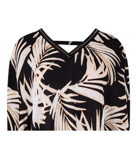 Womens/ladies Leaf Print V Neck Relaxed Fit Blouse Multicoloured Biba