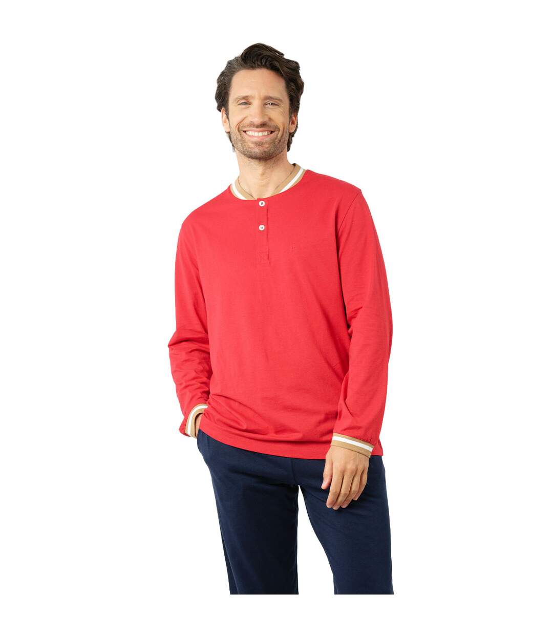 Pyjama long col T homme Jersey Eminence-1