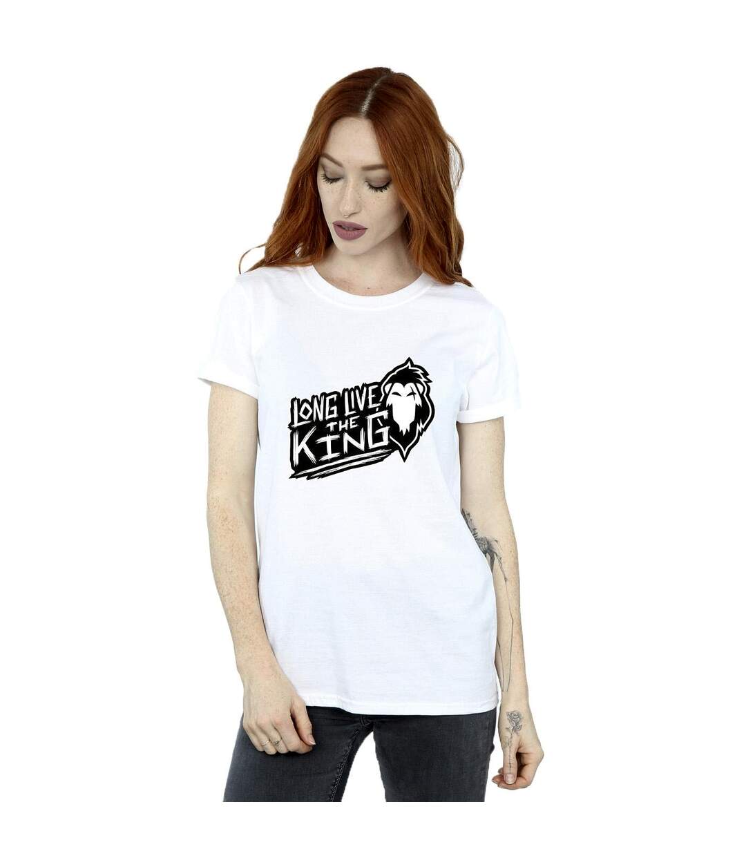 Disney Womens/Ladies The Lion King The King Cotton Boyfriend T-Shirt (Blanc) - UTBI29493-2