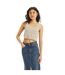 Womens/ladies Cable Knit Cropped Tank Top Oatmeal Heather Levis-1