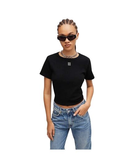 T-shirt Motif/style Logo Brodé Femme Noir Hugo