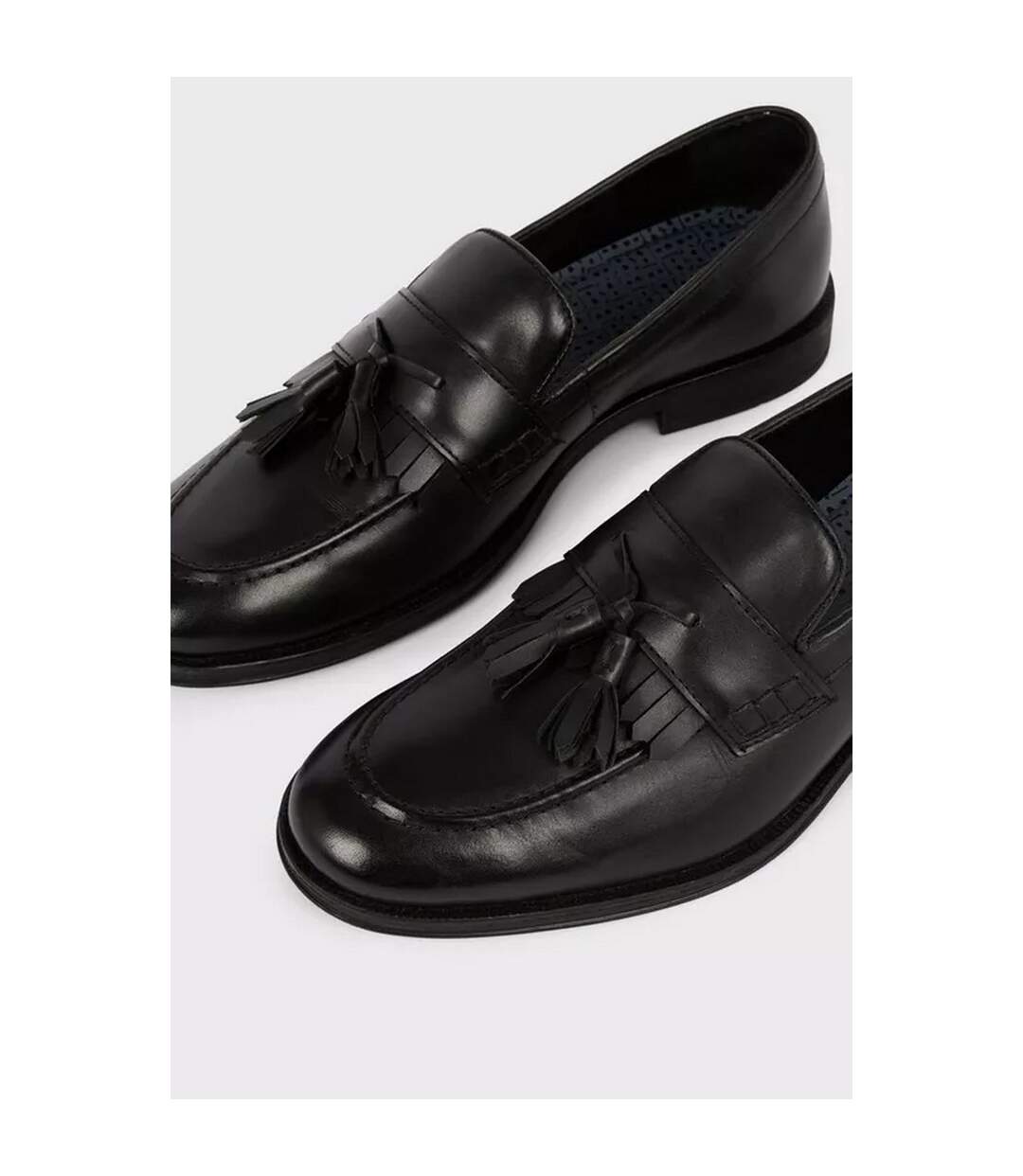 Mens tassel leather slip-on loafers black Burton-2