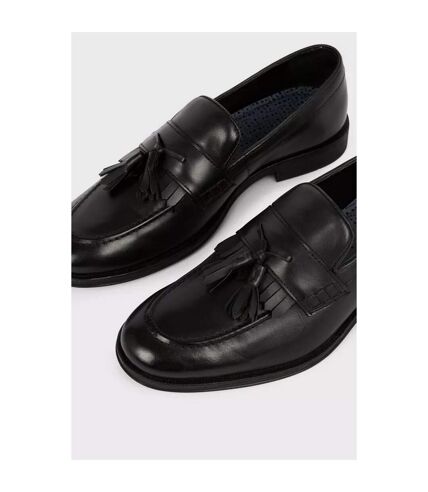 Burton Mens Tassel Leather Slip-on Loafers (Black) - UTBW299