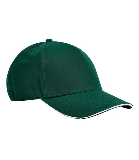 Casquette De Baseball Motif/style 5 Panneaux Earthaware Classic Vert Bouteille Blanc Beechfield