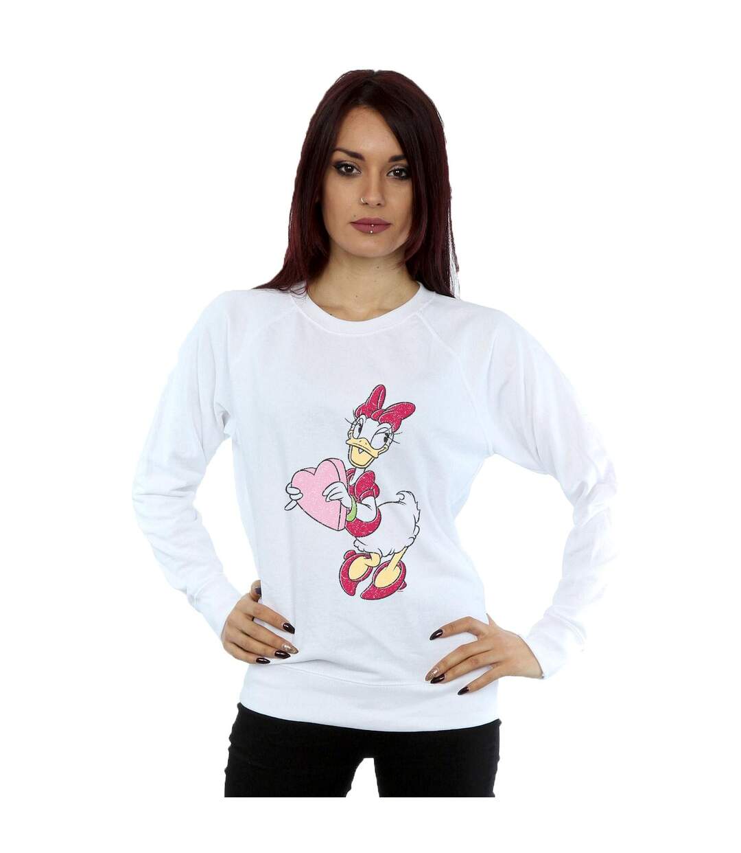 Disney Sweatshirt Daisy Duck Love Heart - Femmes/Ladies (Blanc) - UTBI27716-2