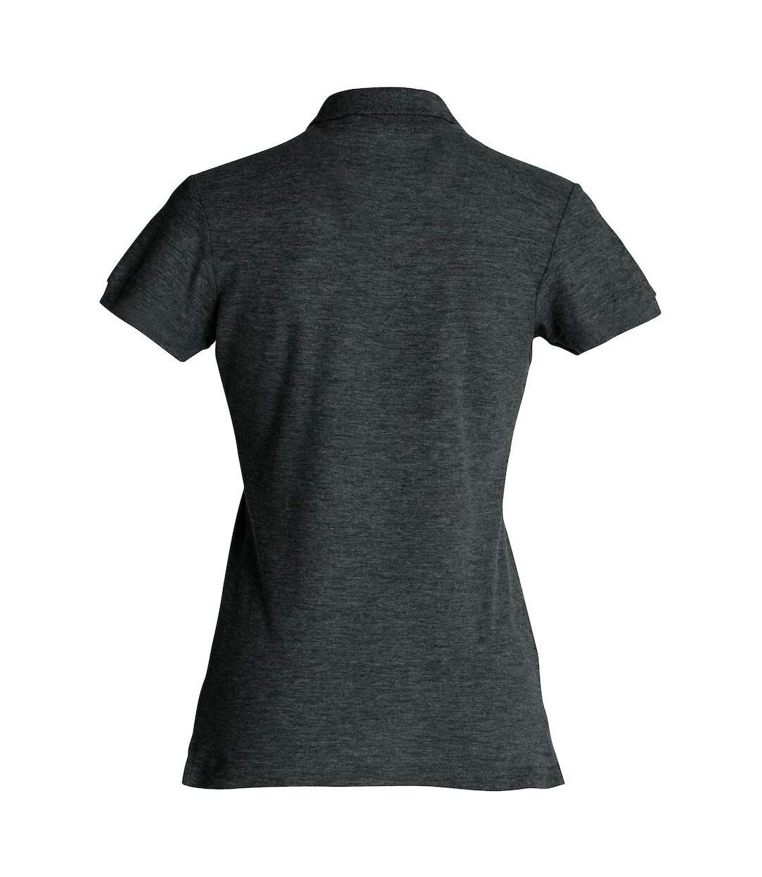 Womens/ladies Plain Polo Shirt Anthracite Melange Clique-2