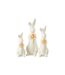 Lot de 3 Statuettes Lapins Fleurs 23cm Blanc & Orange