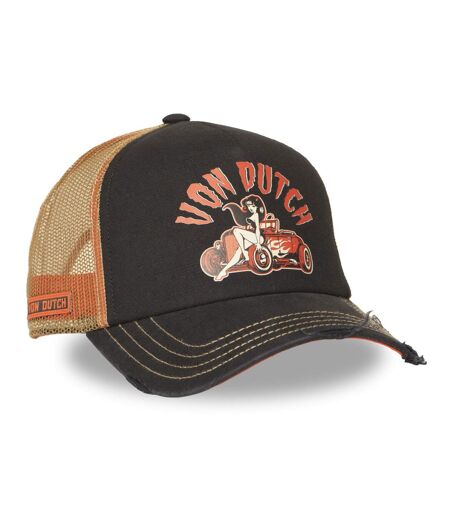 Casquette trucker avec filet effet usé avec print Crew Devil Engine Vondutch