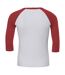 Canvas t-shirt de baseball à manches 3/4 homme blanc/rouge Bella + Canvas-2