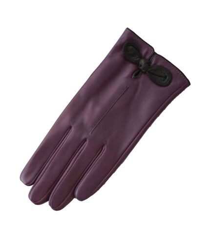Eastern Counties Leather Womens/Ladies Contrast Bow Leather Gloves (Purple/Black) - UTEL210