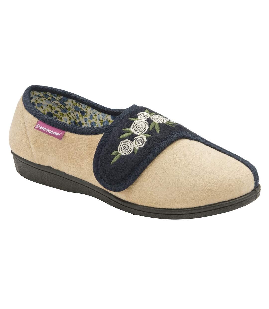 Ladies Adjustable Wide Fit Floral Slippers-4