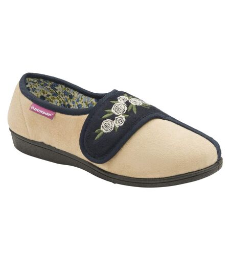 Ladies Adjustable Wide Fit Floral Slippers