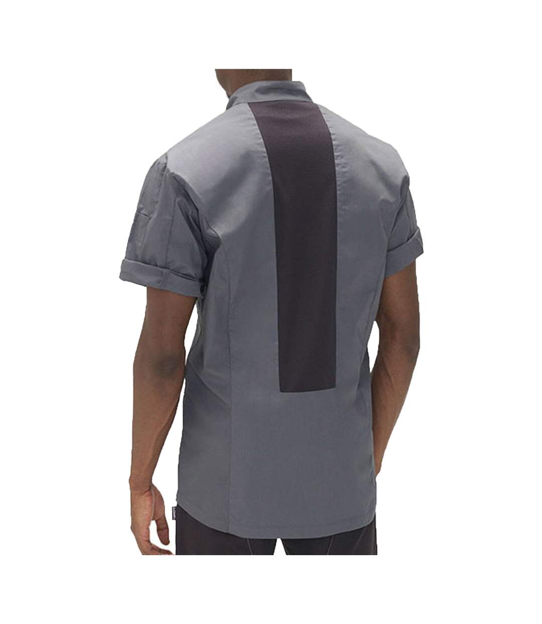 Mens Polycotton Slim Short-sleeved Chef Shirt Storm Grey Black Le Chef-2
