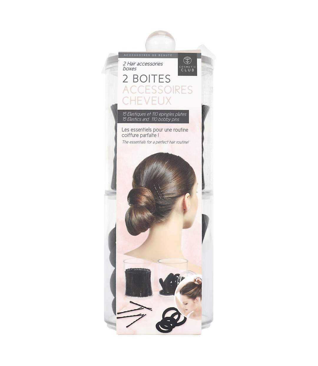Lot de 2 Boîtes Accessoires Cheveux Anna 19cm Transparent-3