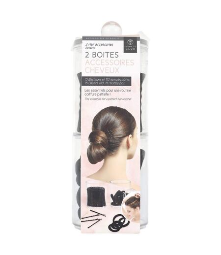 Lot de 2 Boîtes Accessoires Cheveux Anna 19cm Transparent