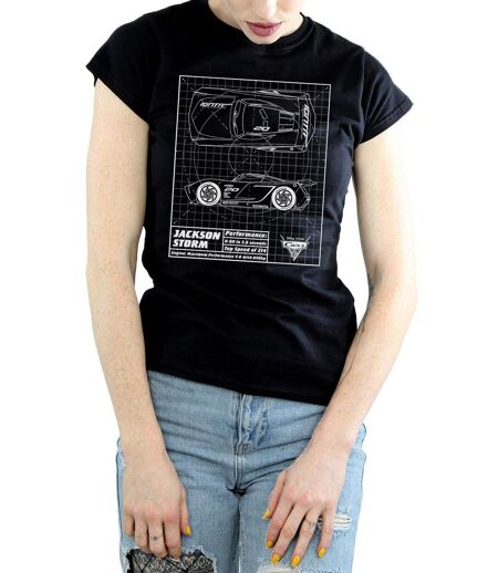 Disney - T-shirt CARS JACKSON STORM BLUEPRINT - Femme (Noir) - UTBI13816