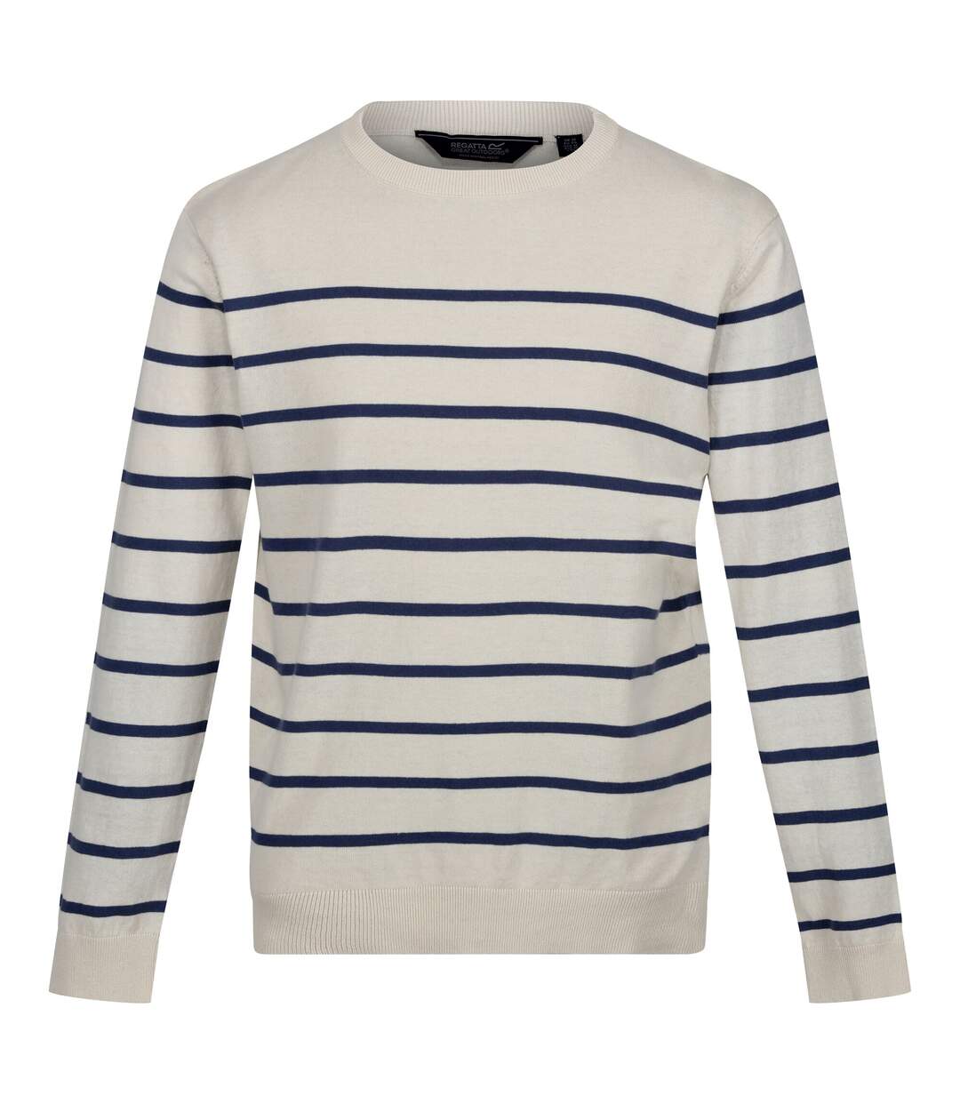 Mens cautley striped knitted jumper white stone/dark denim Regatta