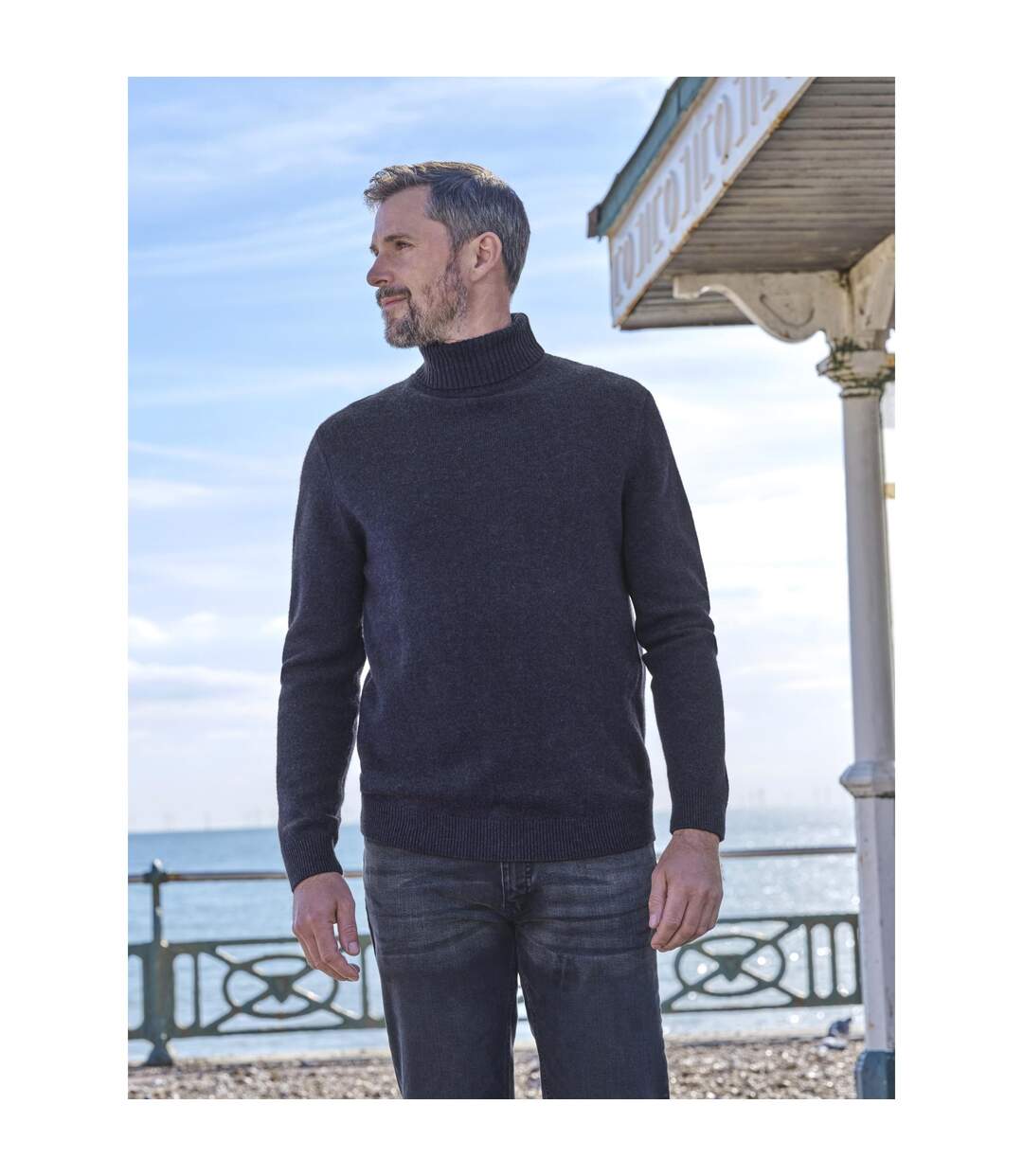 Mens Polo Neck Jumper Navy WoolOvers-1