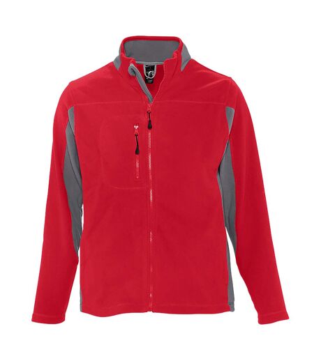 SOLS Mens Nordic Full Zip Contrast Fleece Jacket (Red/Medium Grey) - UTPC409