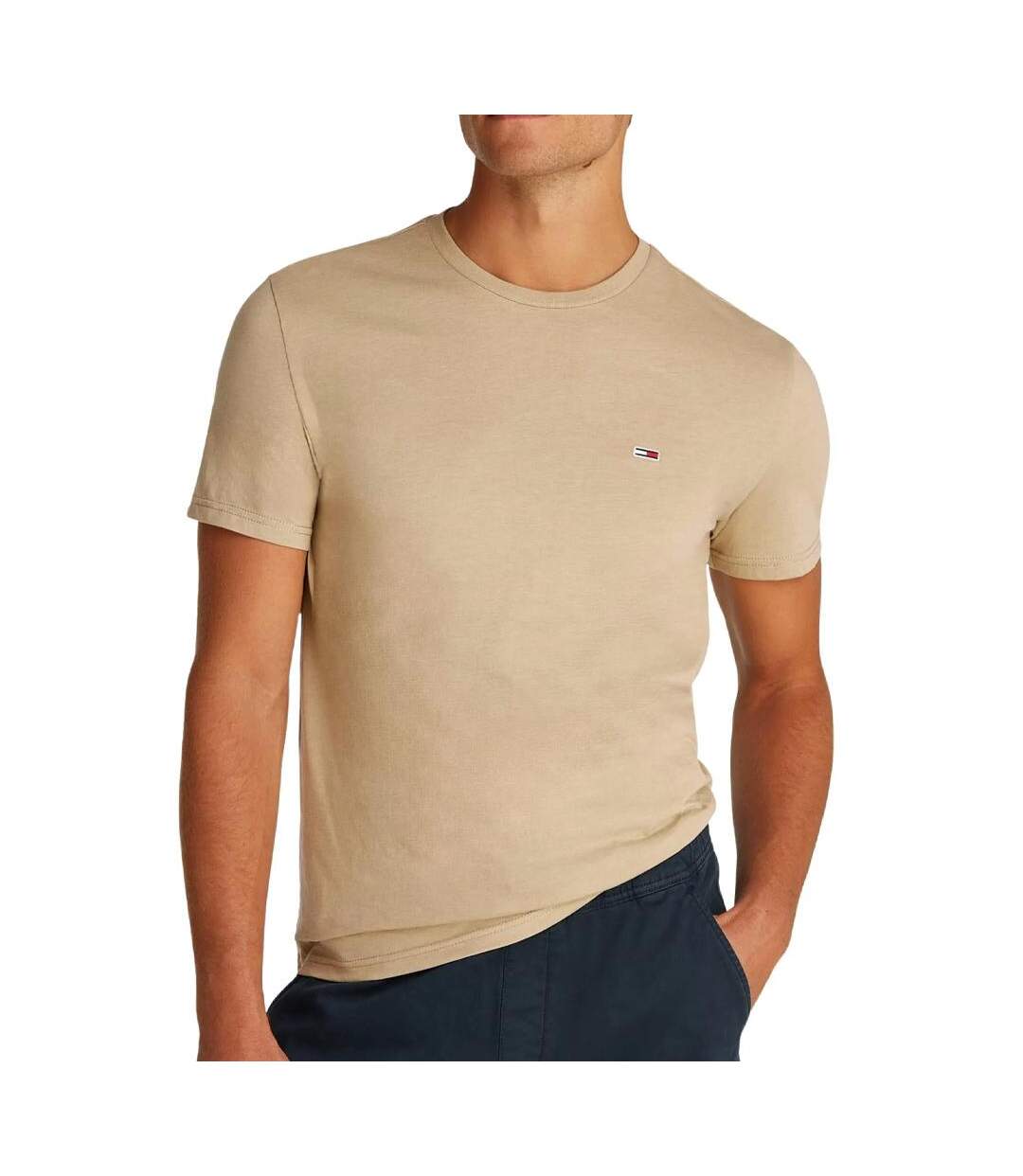T-Shirt marron homme tommy hilfiger slim jersey-1