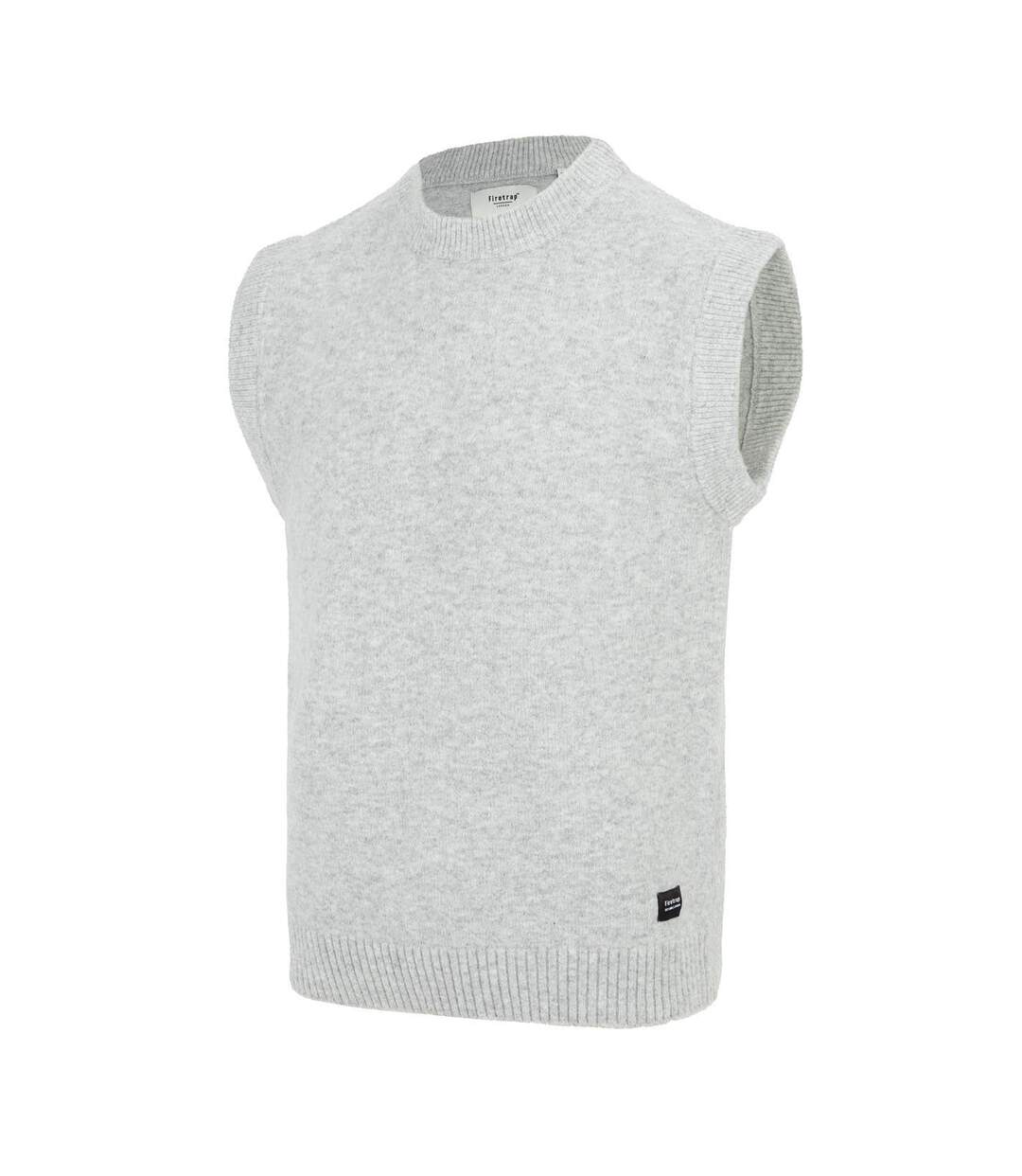 Mens Crew Neck Sleeveless Sweater Vest Light Grey Firetrap-3