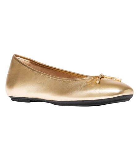Womens/ladies Delicato Leather Ballerina Flats Old Gold FitFlop