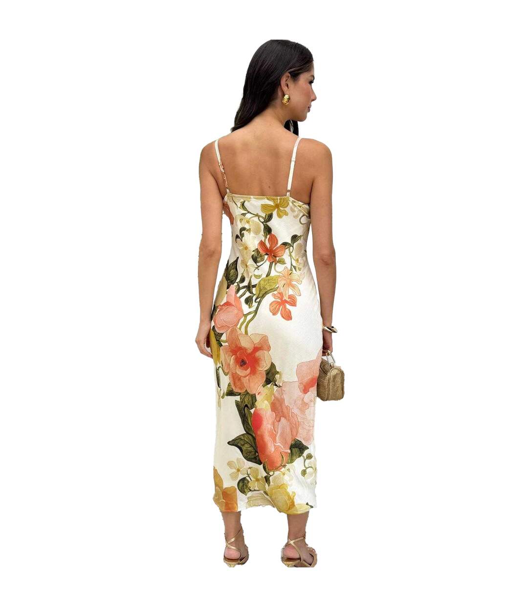 Robe À Bretelles Motif/style Floral Femme Crème AX Paris-3