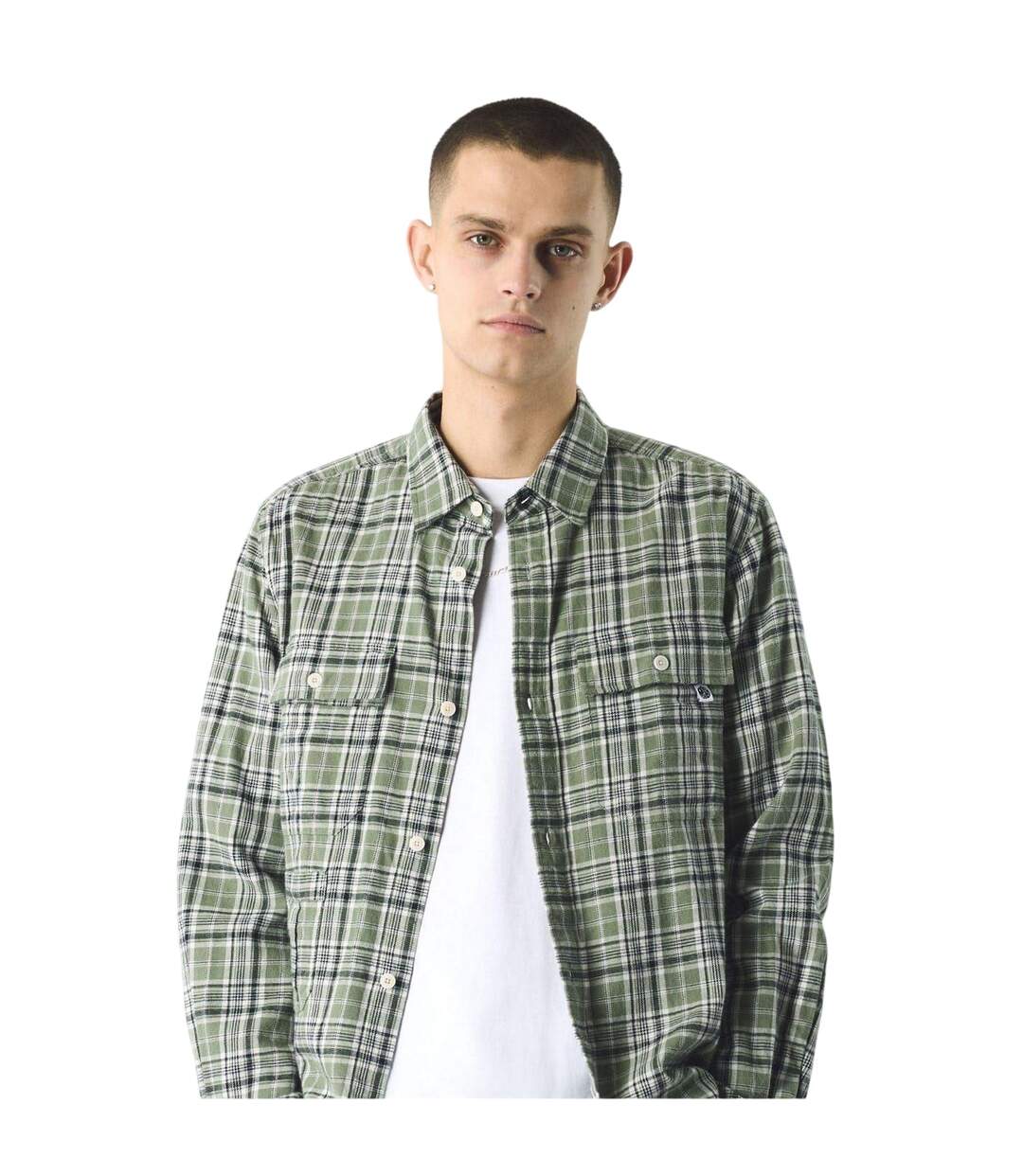 Mens Thornley Checked Long-sleeved Shirt Green Pretty Green-4