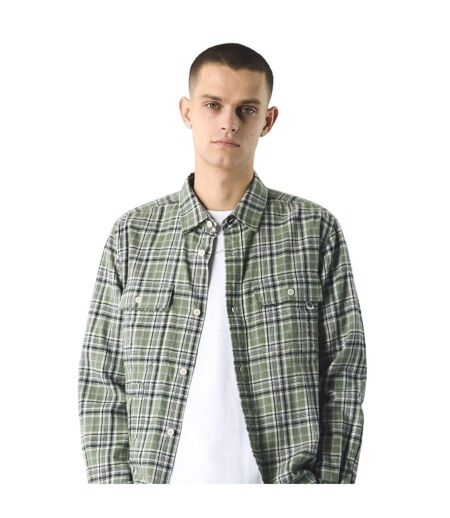 Mens Thornley Checked Long-sleeved Shirt Green Pretty Green