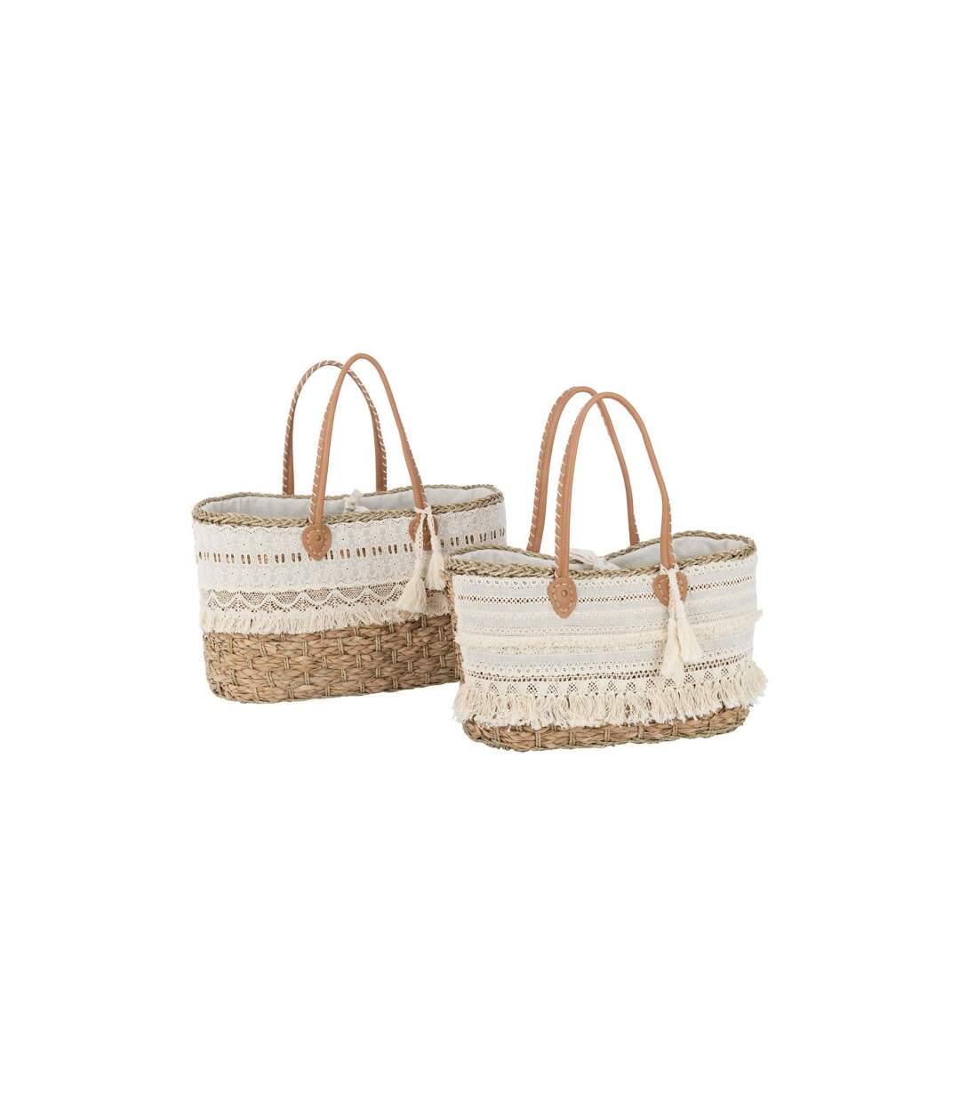 Sac de Plage Dentelle 49cm Blanc & Naturel-2