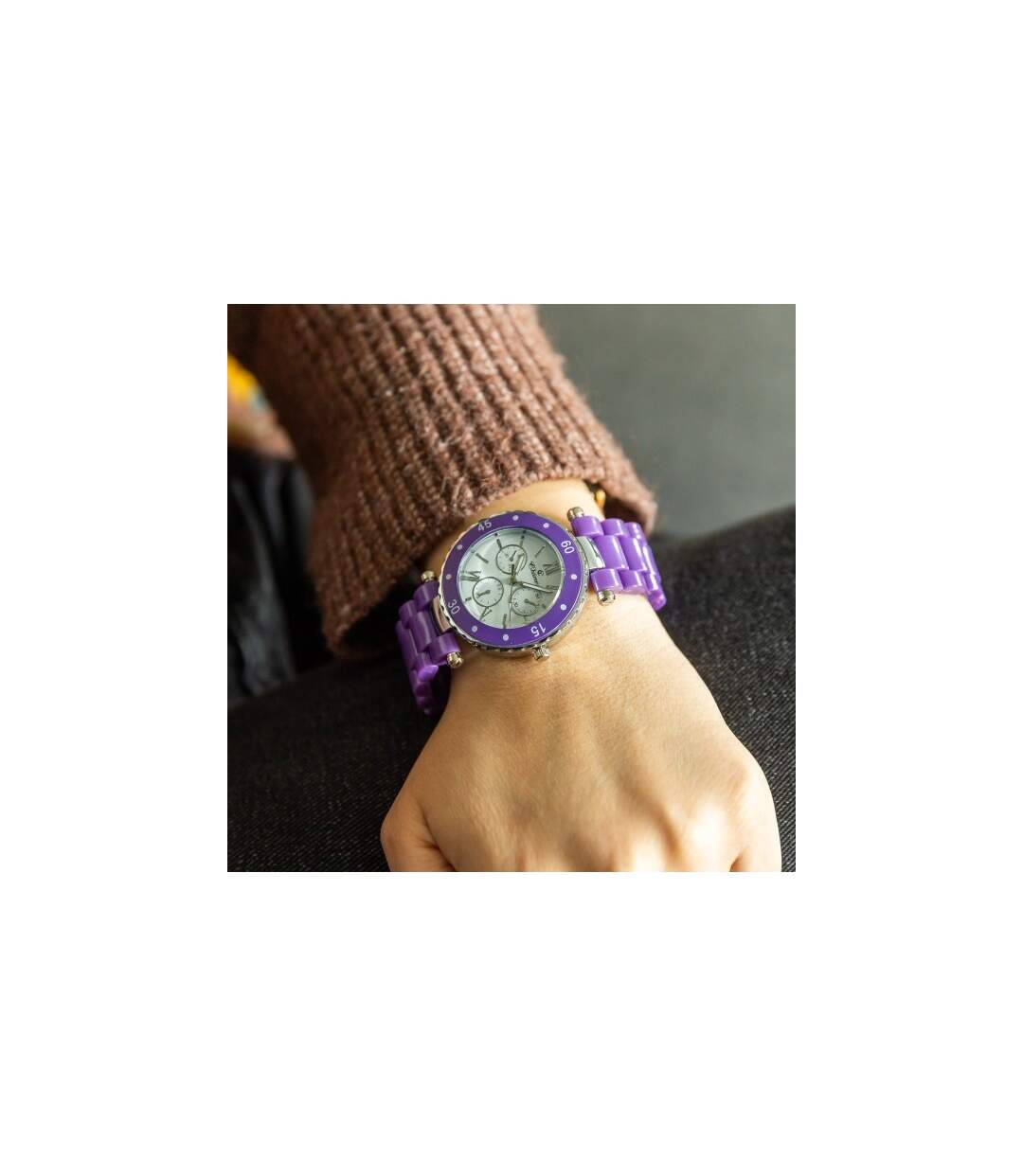 Magnifique Montre Femme Plastique Violet CHTIME-2