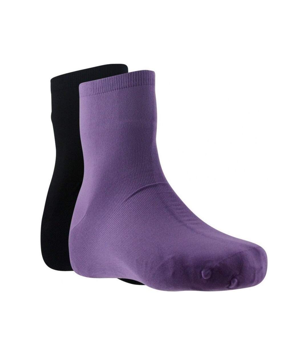 DIM Lot de 2 paires de Mi-chaussettes Femme Microfibre SKIN Violet Noir