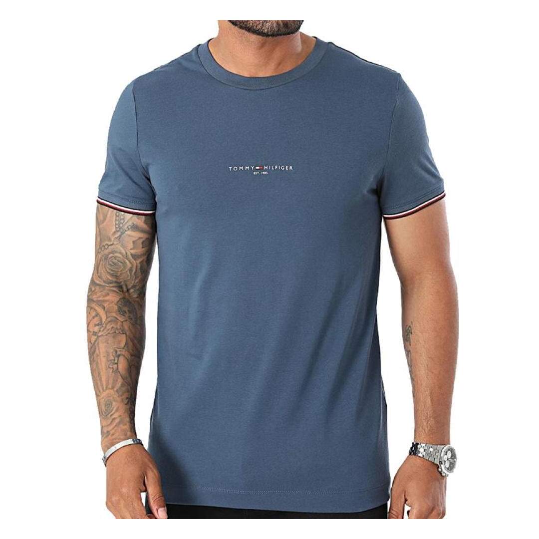 T-shirt Bleu Homme Tommy Hilfiger Tipped - L-1