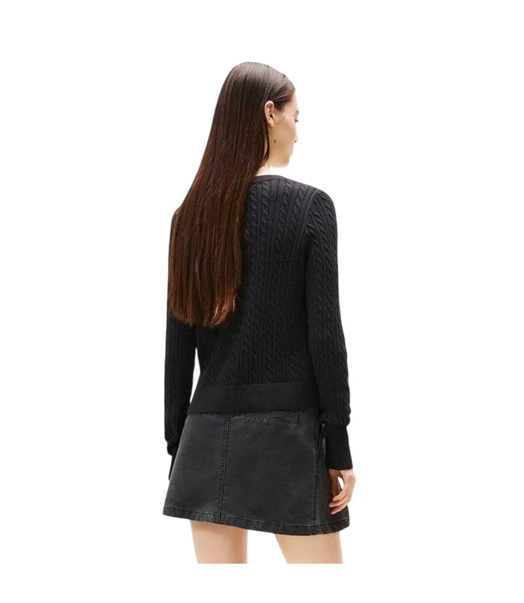 Sweat Manches Longues Motif/style Maille Torsadée Femme Noir Tommy Jeans-3