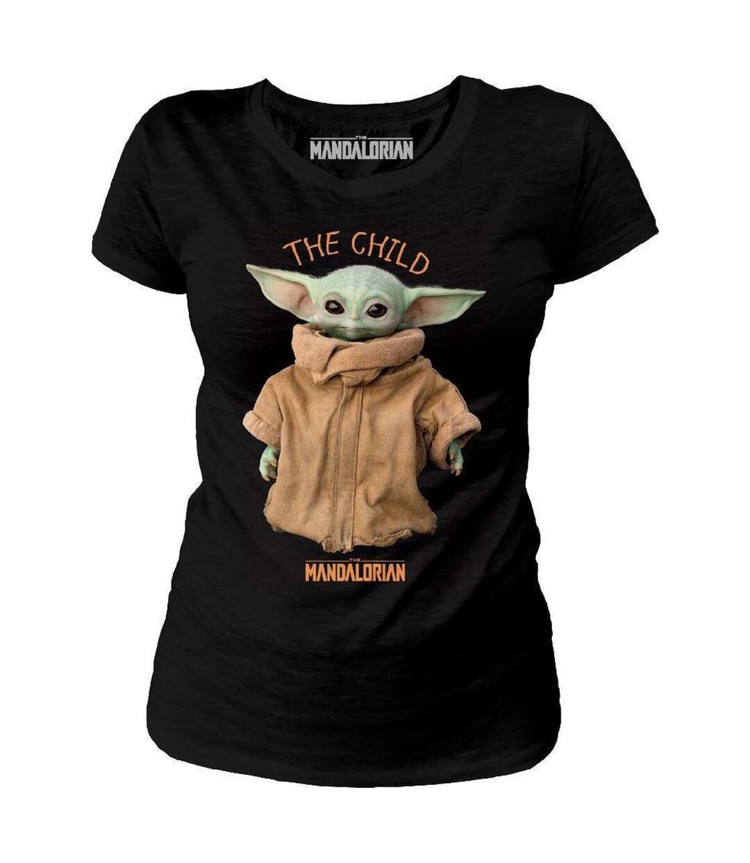 T-shirt Motif/style L´enfant Femme Noir Star Wars The Mandalorian-1